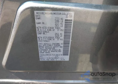 2019 Infiniti Qx60 Luxe from USA, damaged, VIN 5N1DL0MM1KC533624